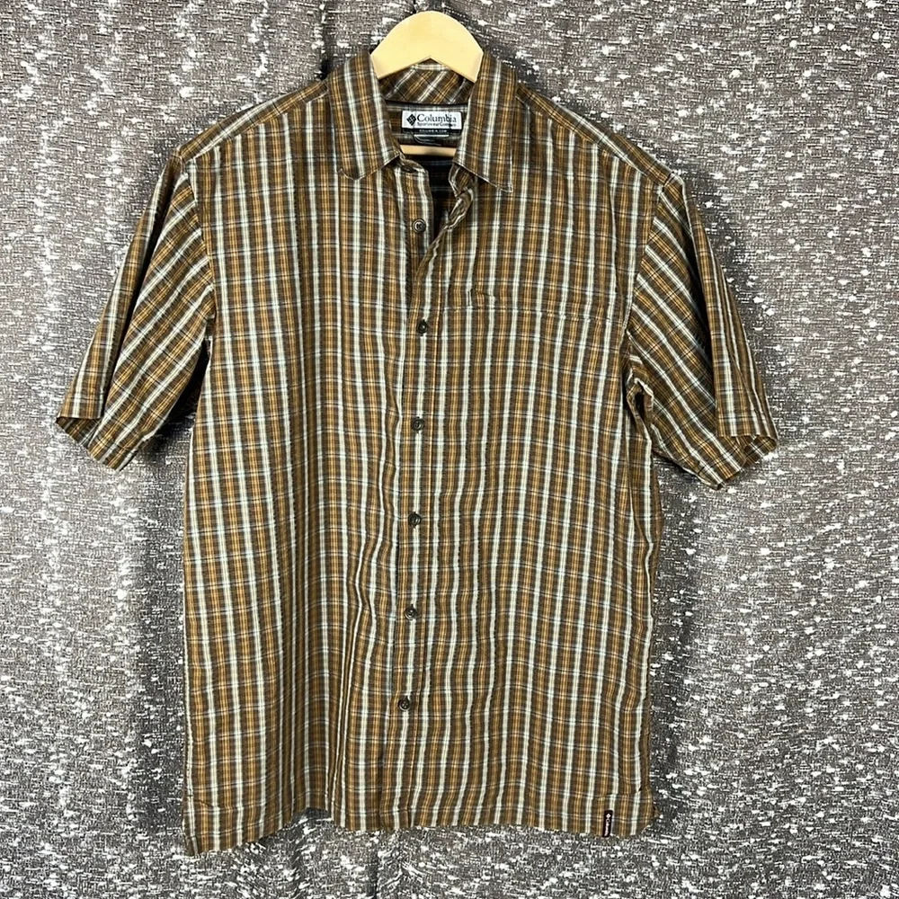 Vintage Columbia Men's Causal Button Up Shirt Plaid BROWN